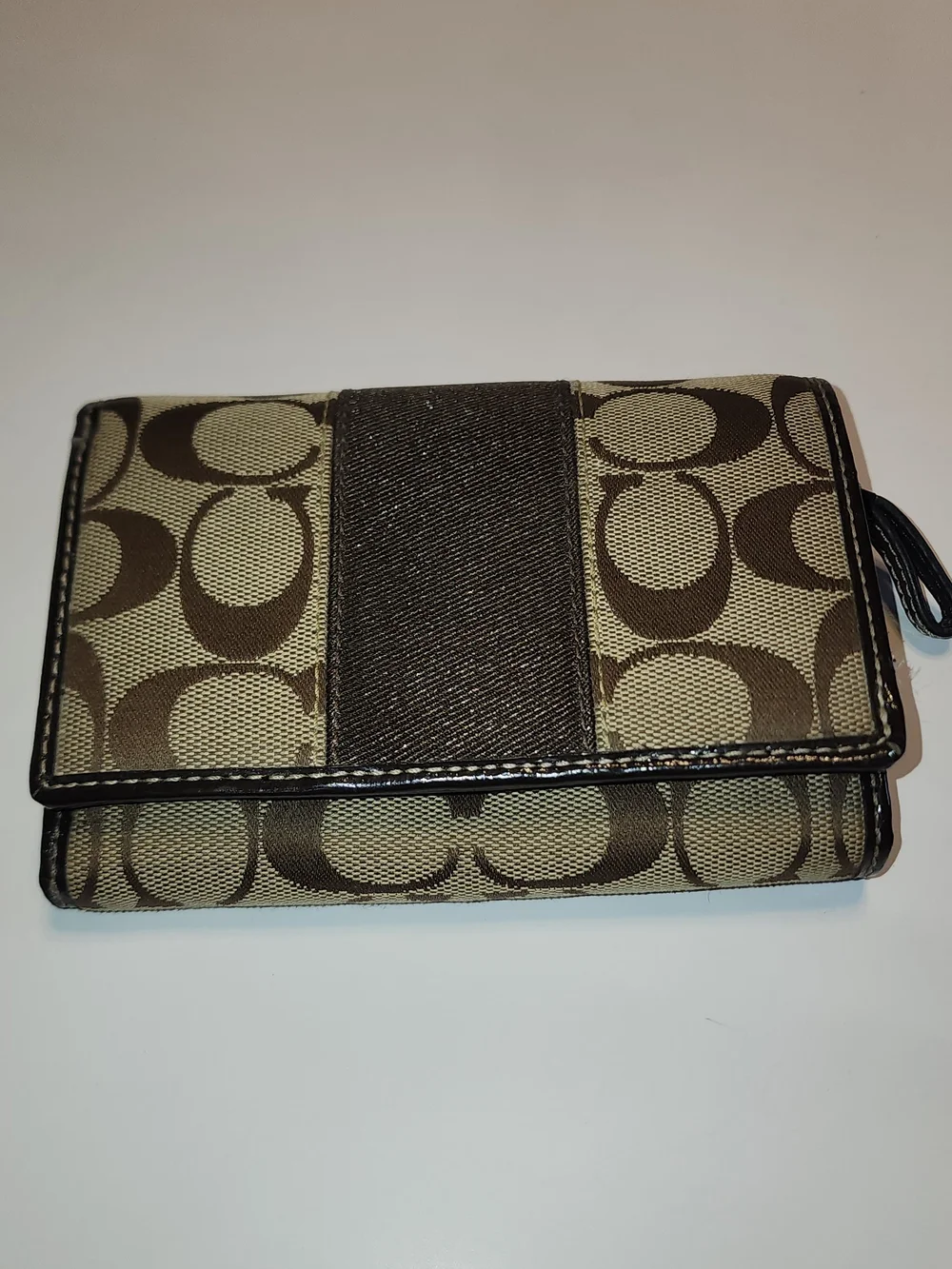 Coach Signature C Jacquard Canvas Trifold Wallet - Brown/Tan